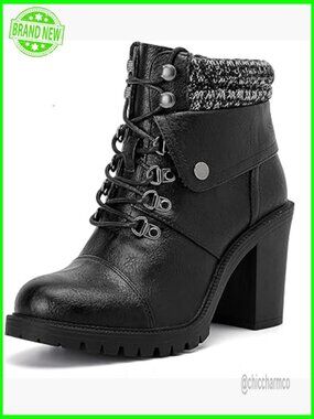 Wide Width Combat Ankle Boots with Side Zipper & Memory Foam Insole